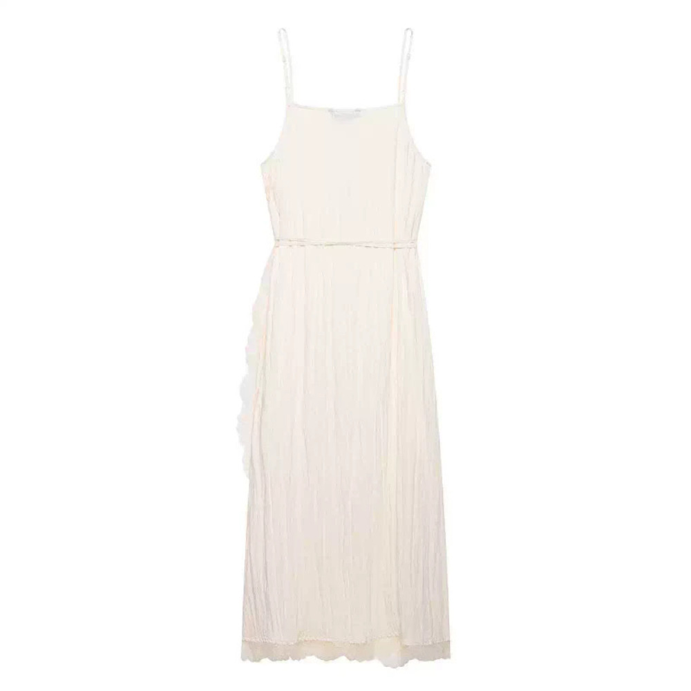 ZARA Summer Lace Cami Maxi Dress Asymmetric Hem Fitted Waist